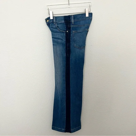 FRAME Denim Le Vintage Crop Jeans Flare Two-Tone Contrast Wide Fall Blue Size 25 - Picture 9 of 16